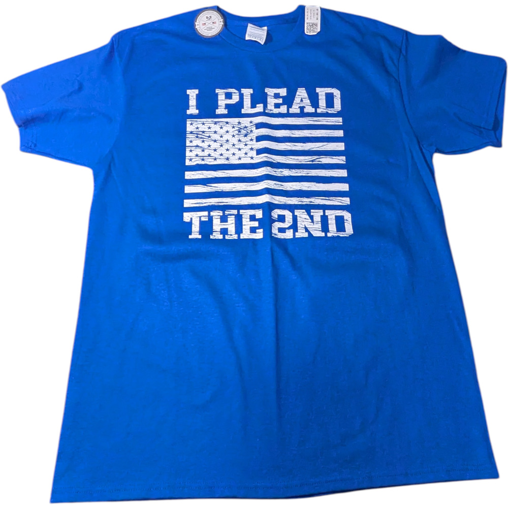 Delta American Flag Design Graphic T-Shirt Size Large Blue "I Plead the 2nd" NWT